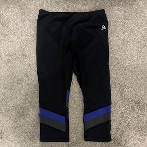 Reebok Women's Black Leggings with Blue Accents